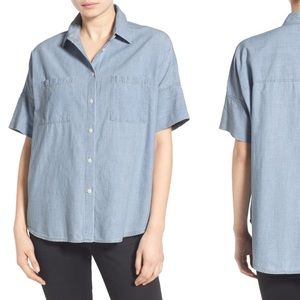 Madewell Short Sleeve Denim Courier Shirt Sz S